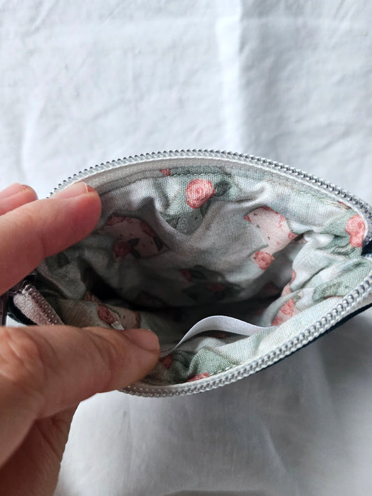 Bolsinha simples Porta-Moedas - Veludo Azul Petróleo