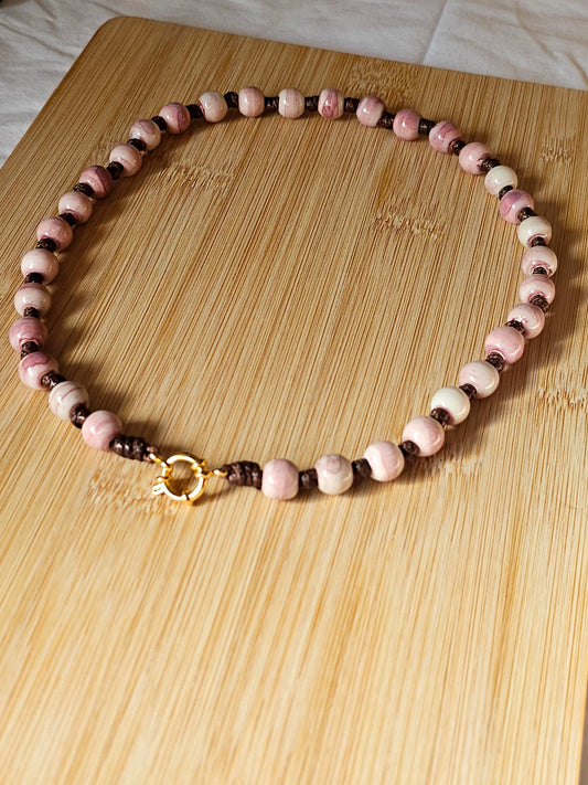 Colar Porcelana Aguarela Rosa