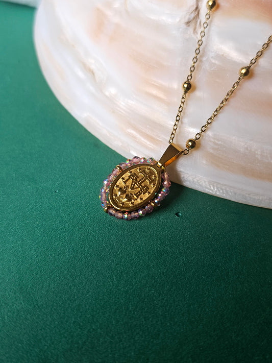 Colar Santa Pequena - Medalha Milagrosa - Rosa