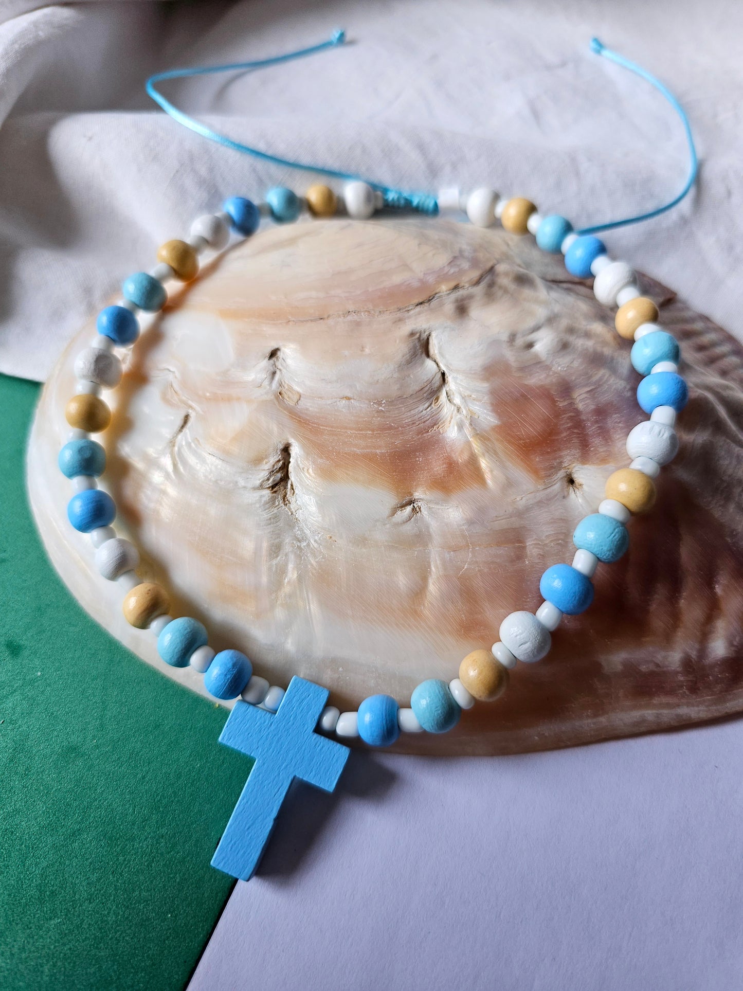 Boy's Necklace - Cream/White/Blue Tones