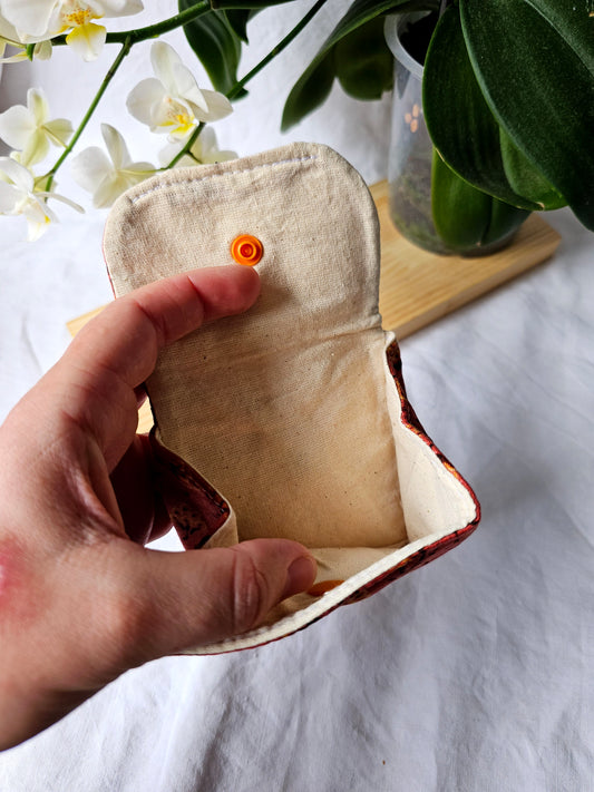 Porta-Moedas - Fole - Floral Laranja