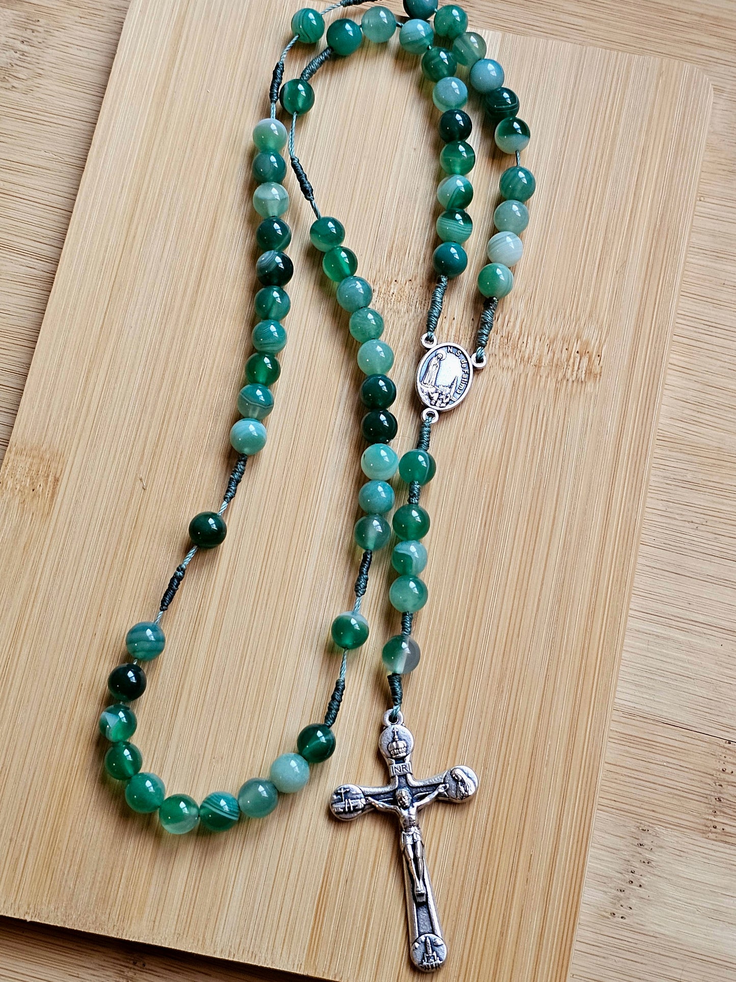 Terço em Agata Verde