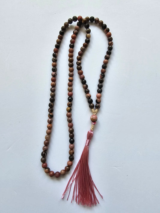 Japamala em Rodonite - Equilíbrio Emocional e Amor Consciente