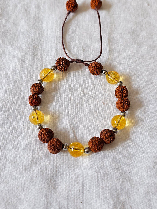 Pulseira Rudraksha e Citrino