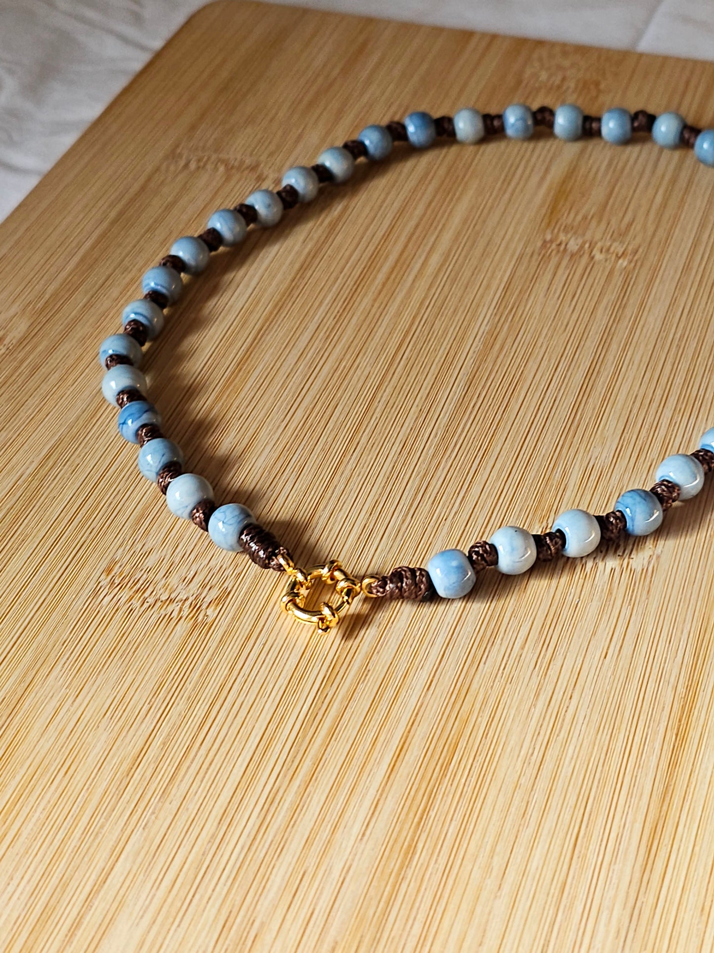 Colar Porcelana Aguarela Azul