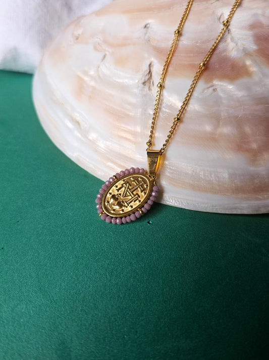 Colar Santa - Medalha Milagrosa - Rosa Velho