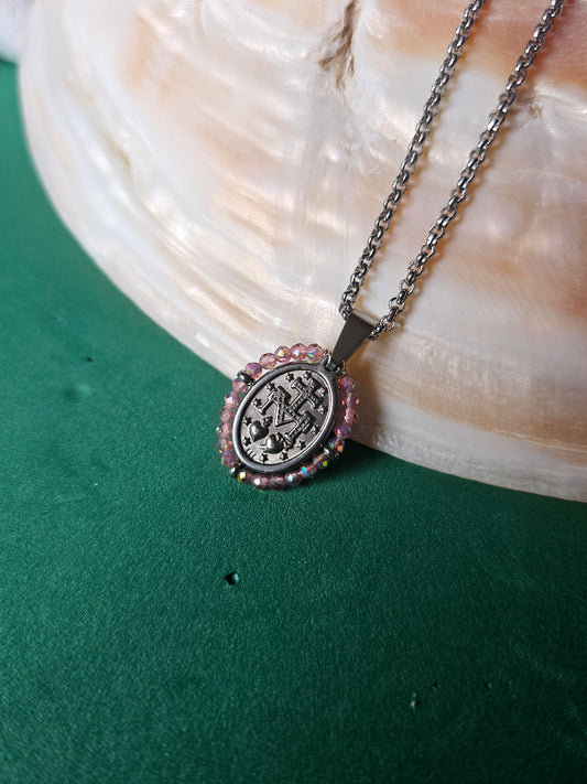 Colar Santa Pequena - Medalha Milagrosa - Rosa