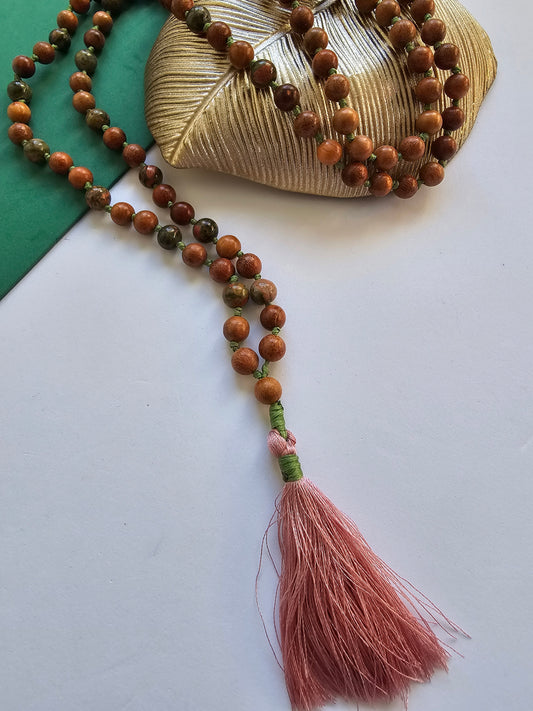 Japamala em Madeira e Unakite