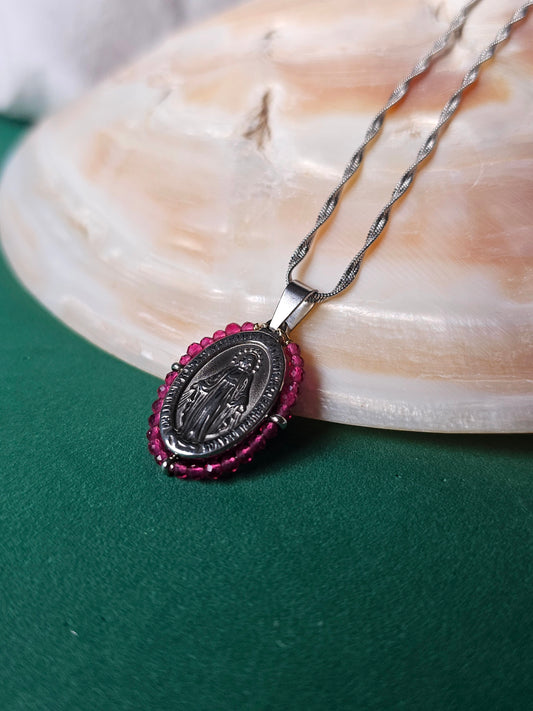 Colar Santa - Medalha Milagrosa - Rosa