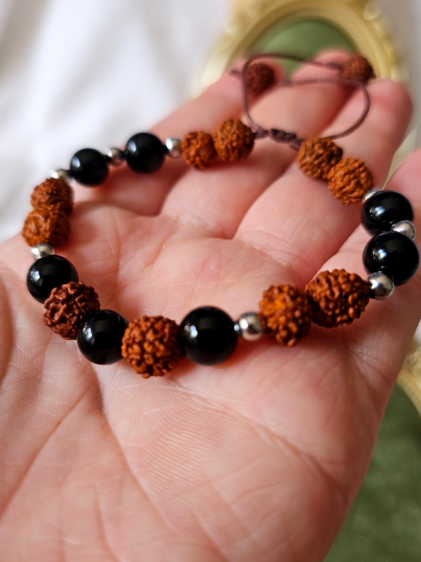 Pulseira Rudraksha e Ónix