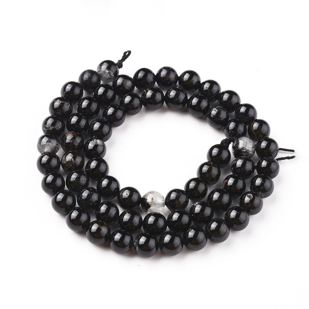 Fiada de Contas de Turmalina Negra Natural - 6 mm