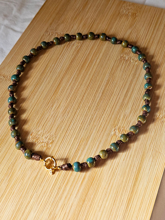 Colar Porcelana Verde Azulada