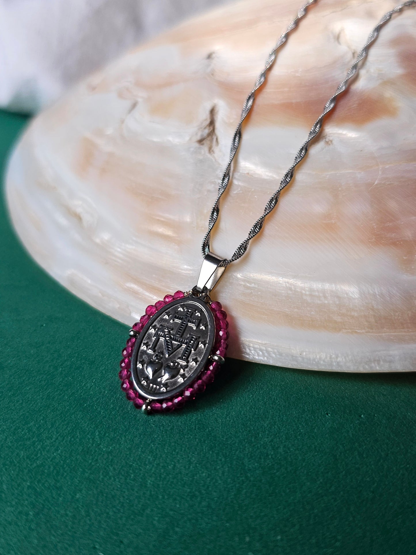 Colar Santa - Medalha Milagrosa - Rosa