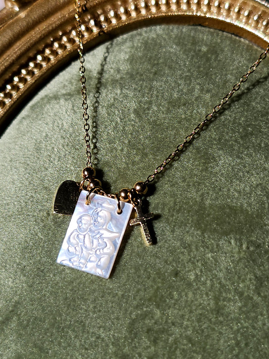 Colar em Aço Inoxidável e Madrepérola