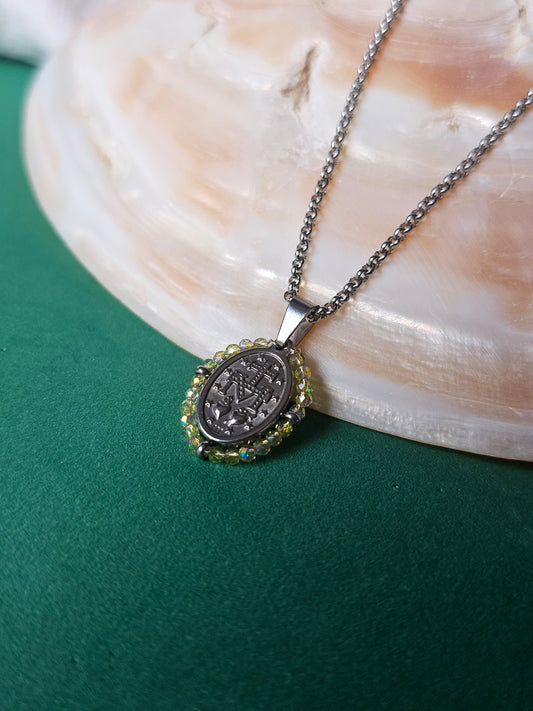 Colar Santa Pequena - Medalha Milagrosa - Verde