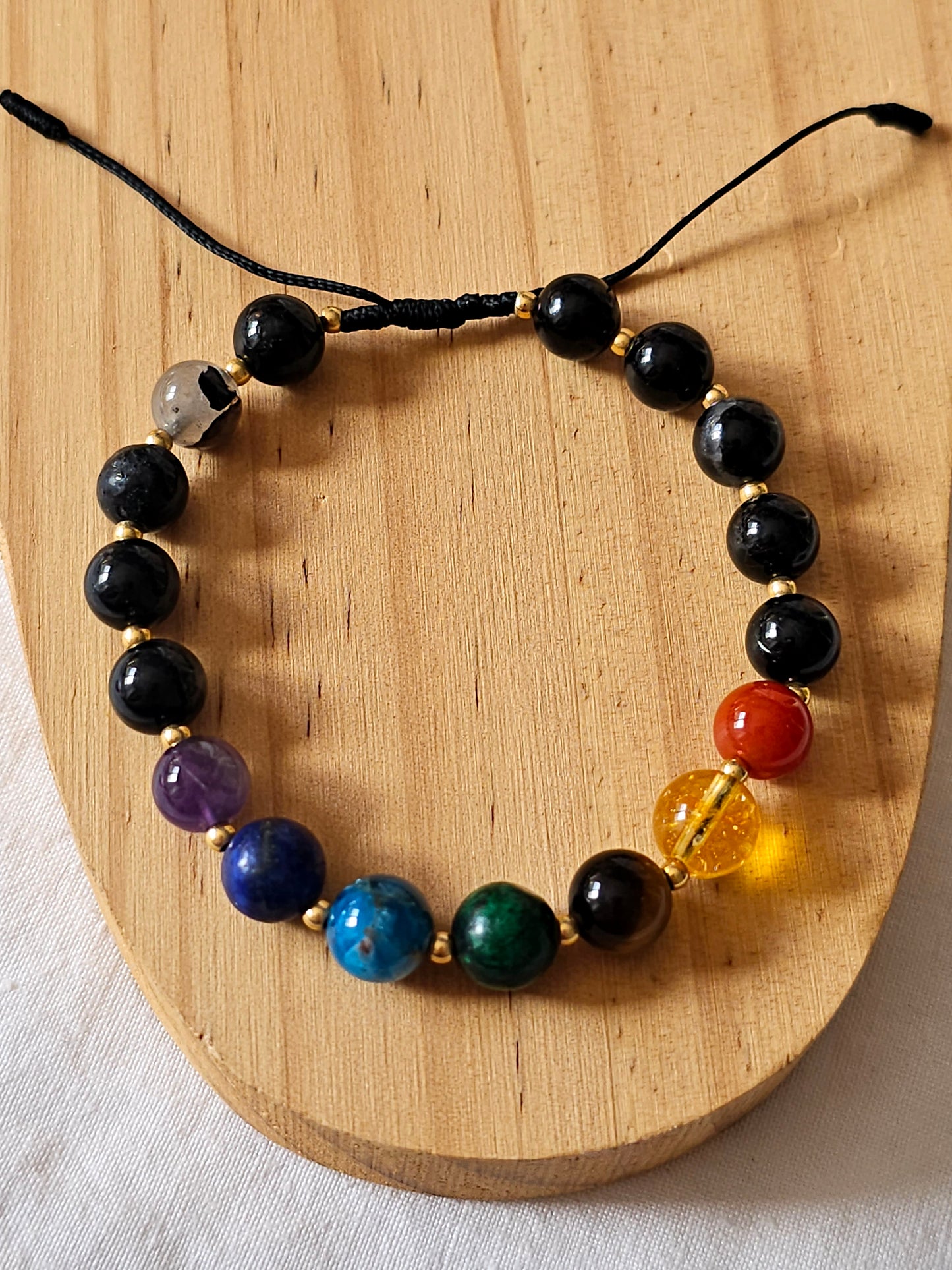 Pulseira 7 Chakras - Turmalina Negra