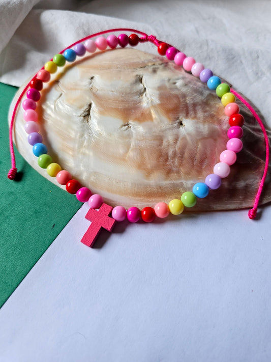 Colar Colorido com Cruz