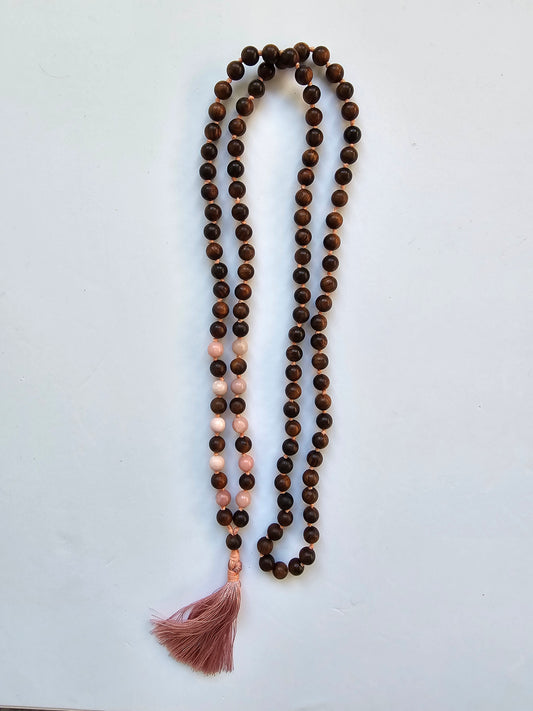 Japamala em Madeira e Opala Rosa - Amor Suave, Intuição e Cura Emocional