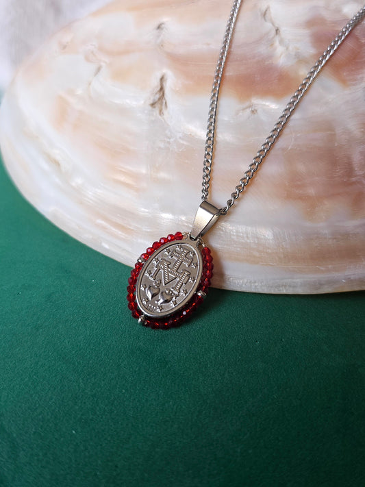 Colar Santa - Medalha Milagrosa - Vermelho