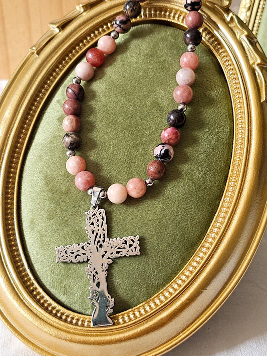 Colar Amor Próprio - Rodonite e Pedra do Sol