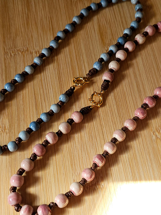 Colar Porcelana Aguarela Azul