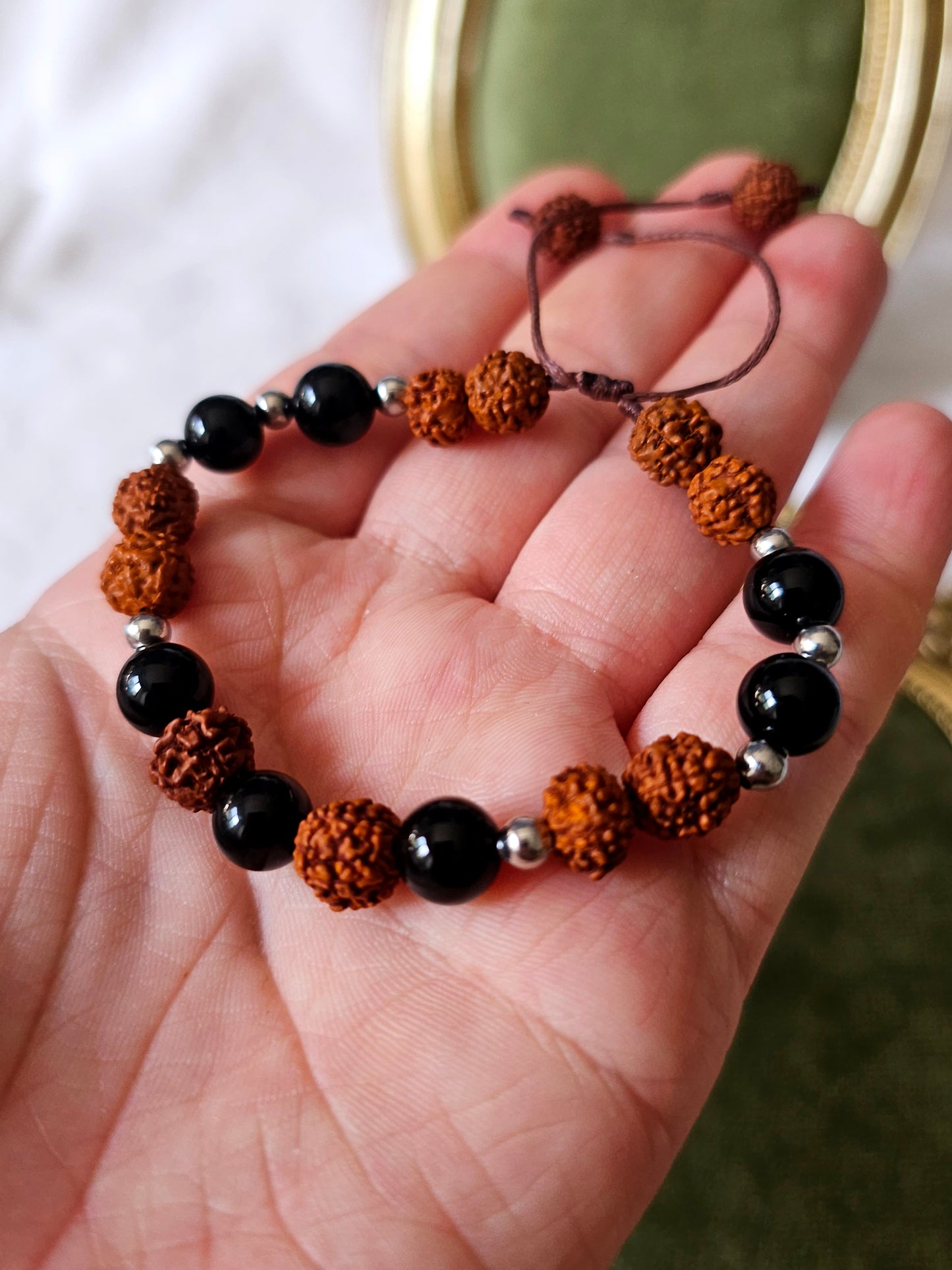 Pulseira Rudraksha e Ónix