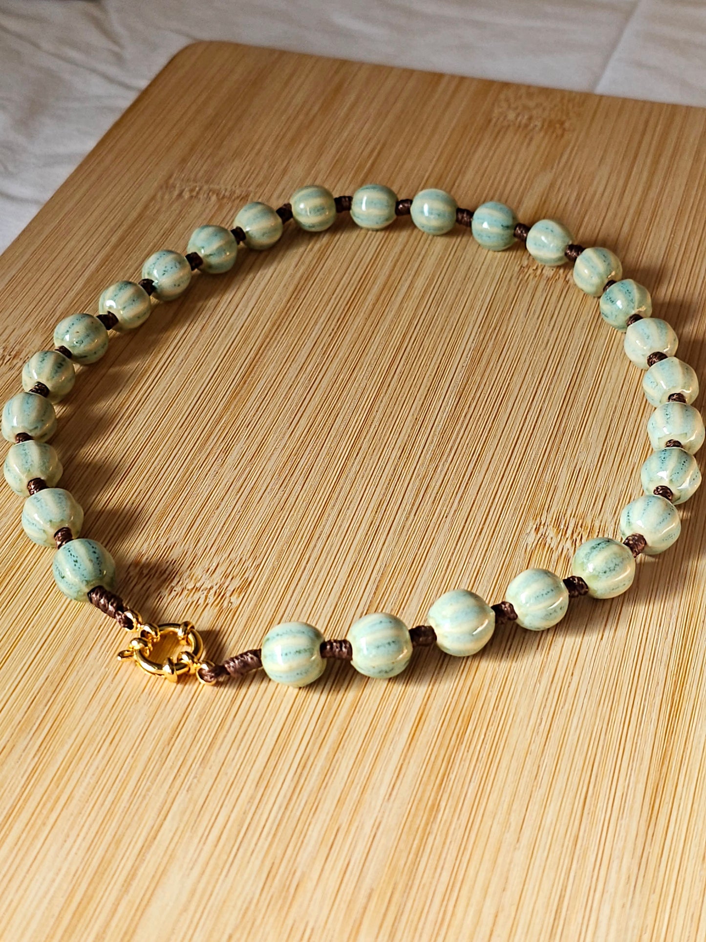 Colar Porcelana Verde Água