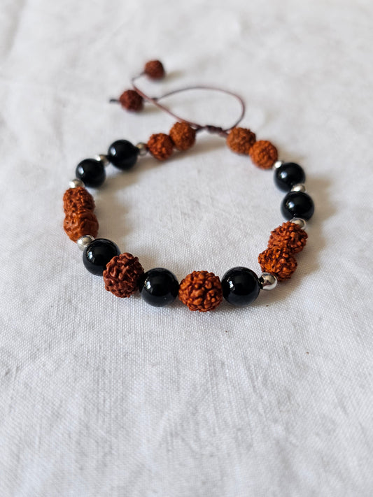 Pulseira Rudraksha e Ónix