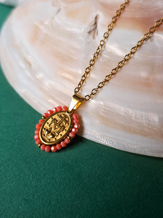 Colar Santa Pequena - Medalha Milagrosa - Laranja