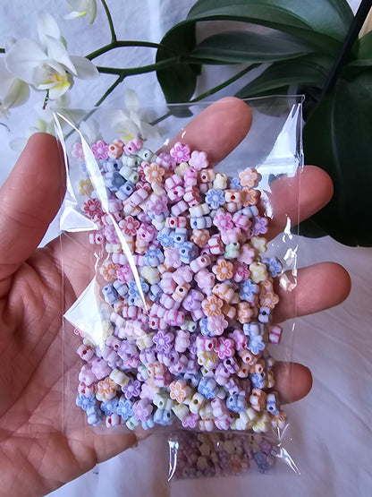 Contas Acrílicas - Flor, Cores Mistas, 7×4mm, 50g