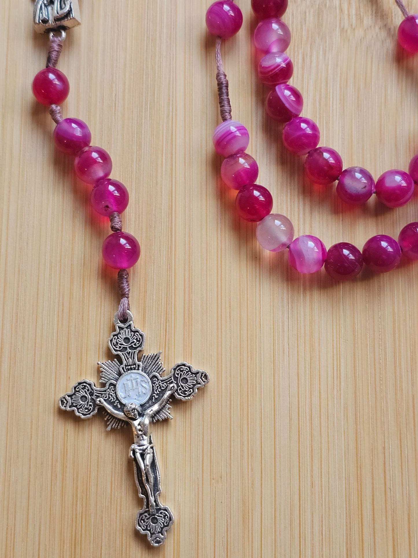 Terço Agata Rosa
