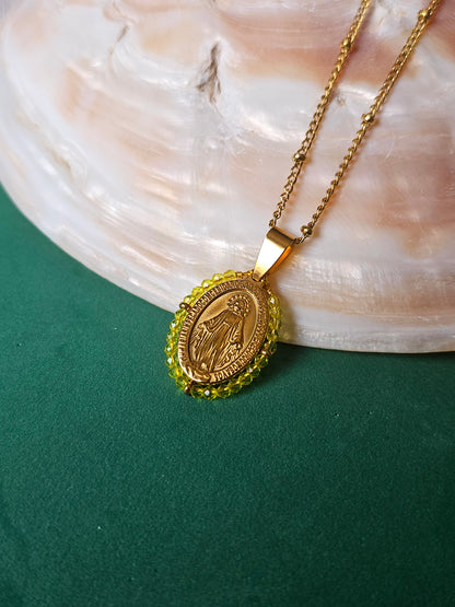 Colar Santa - Medalha  Milagrosa - Amarelo