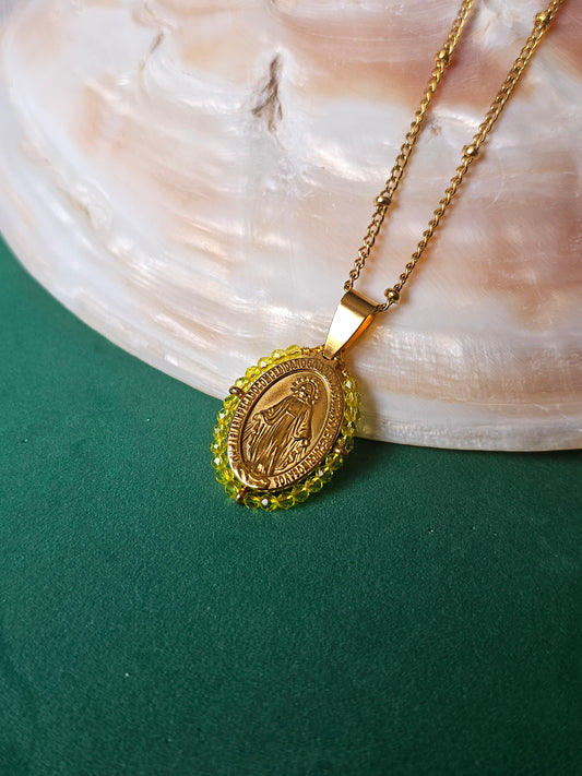 Colar Santa - Medalha  Milagrosa - Amarelo