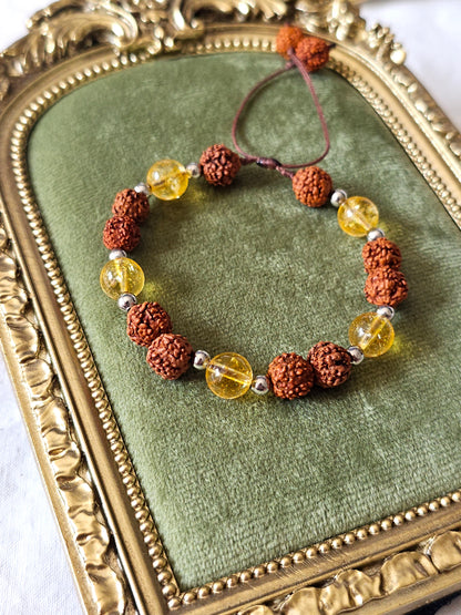 Pulseira Rudraksha e Citrino
