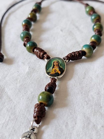 Dezena Sagrado Coração de Maria - Ajustável - em Porcelana