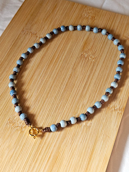 Colar Porcelana Aguarela Azul