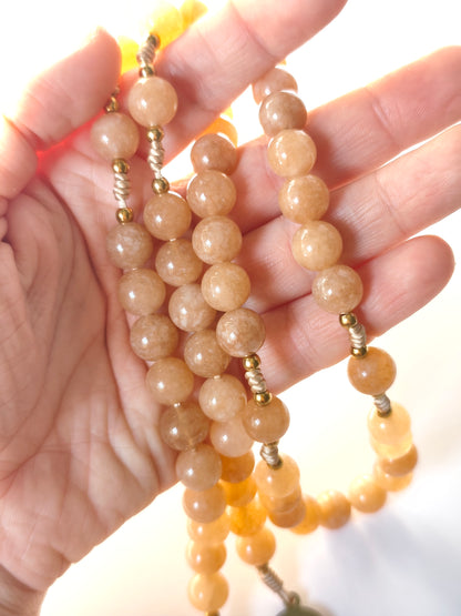 Terço Grande - Pedra Natural Jade -Imitacao de Pedra do Sol - Com Nossa Senhora de Fátima