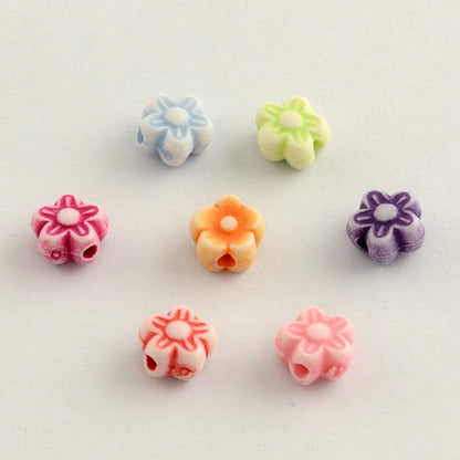 Contas Acrílicas - Flor, Cores Mistas, 7×4mm, 50g