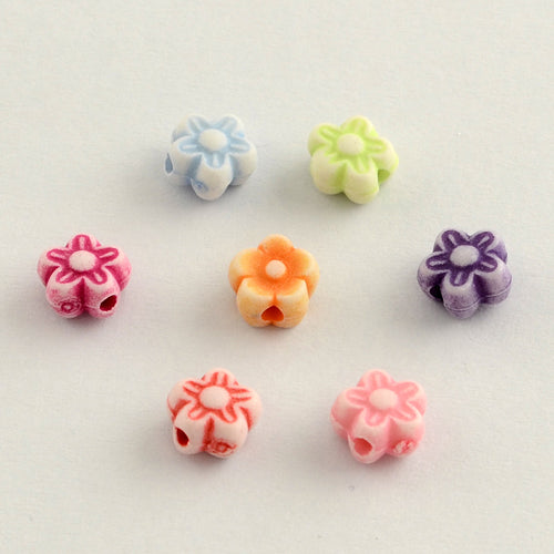 Contas Acrílicas - Flor, Cores Mistas, 7×4mm, 50g