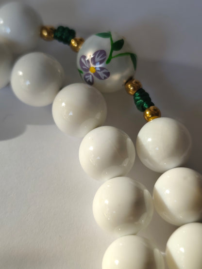 Terço Primavera - com Pai Nossos com Flores e Borboletas Pintadas à Mão