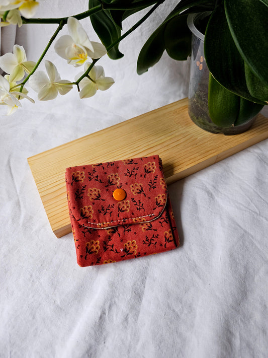 Porta-Moedas - Fole - Floral Laranja