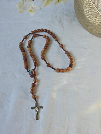 Terço em Madeira  com Nossa Senhora do Carmo