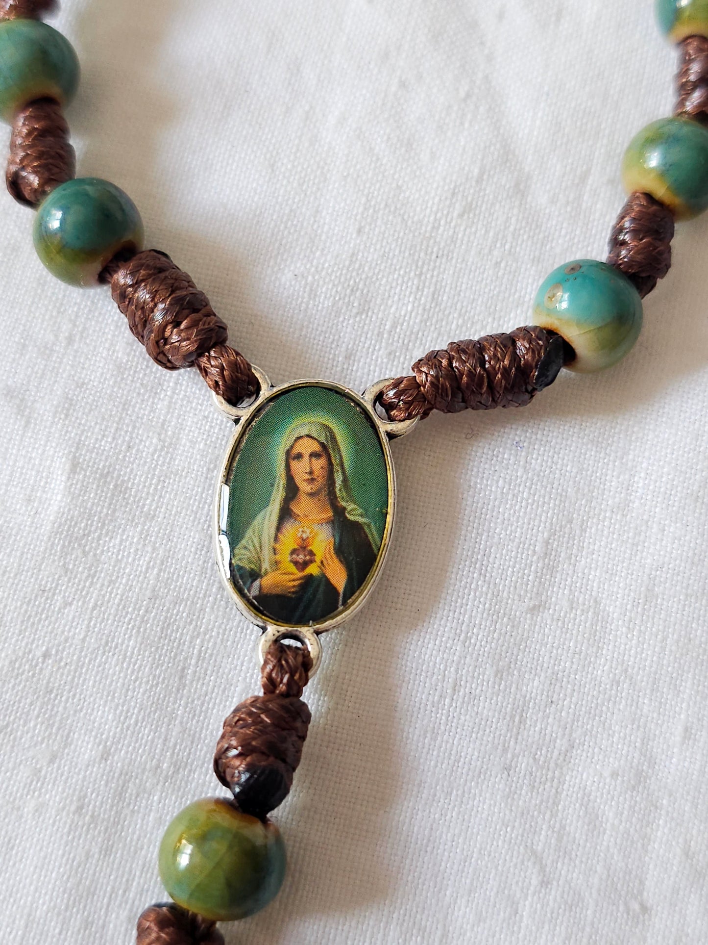 Dezena Sagrado Coração de Maria - Ajustável - em Porcelana