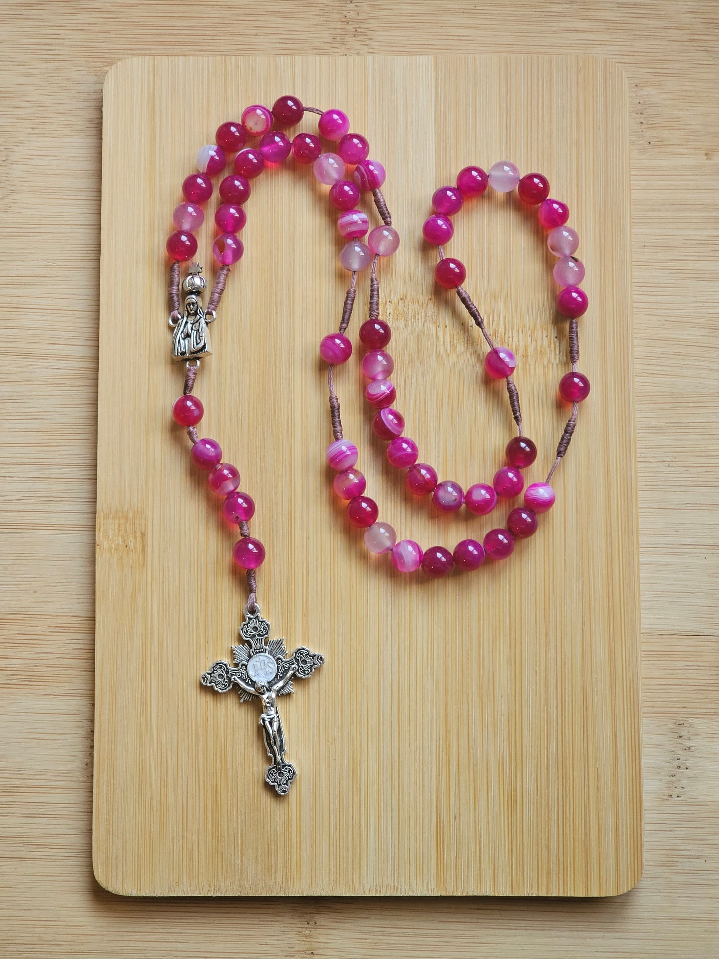 Terço Agata Rosa