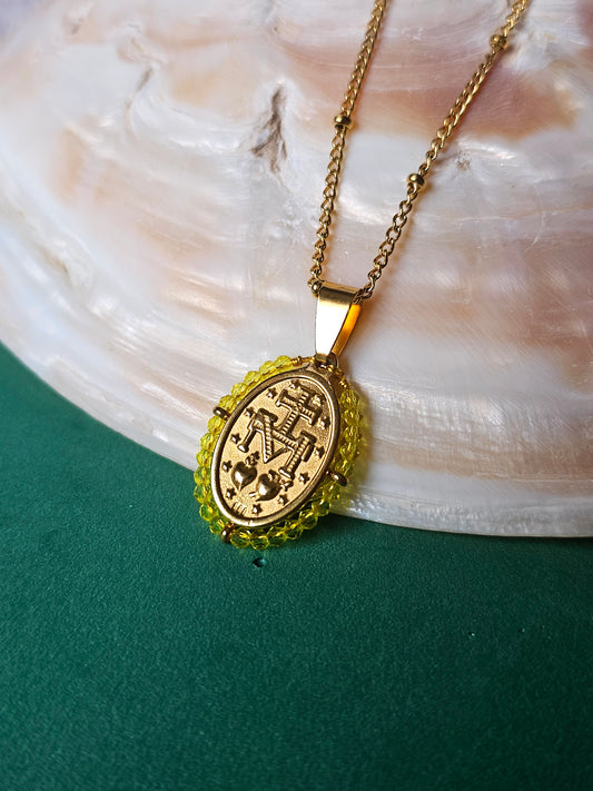 Colar Santa - Medalha  Milagrosa - Amarelo