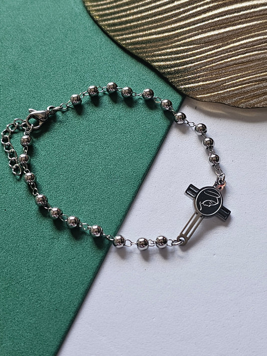Pulseira Cruz com Rosto de Nossa Senhora