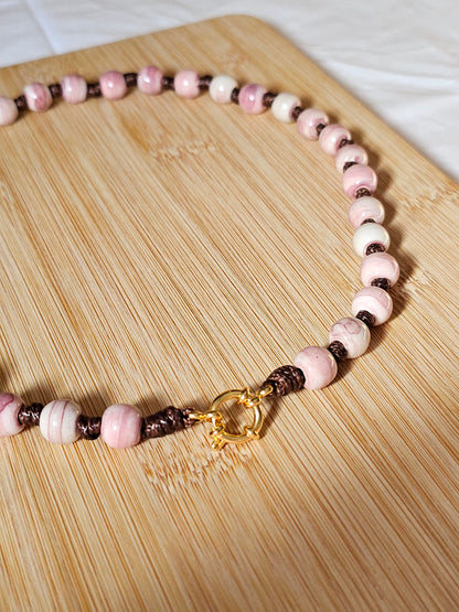 Colar Porcelana Aguarela Rosa
