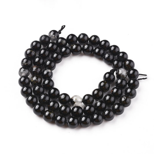 Fiada de Contas de Turmalina Negra Natural - 6 mm