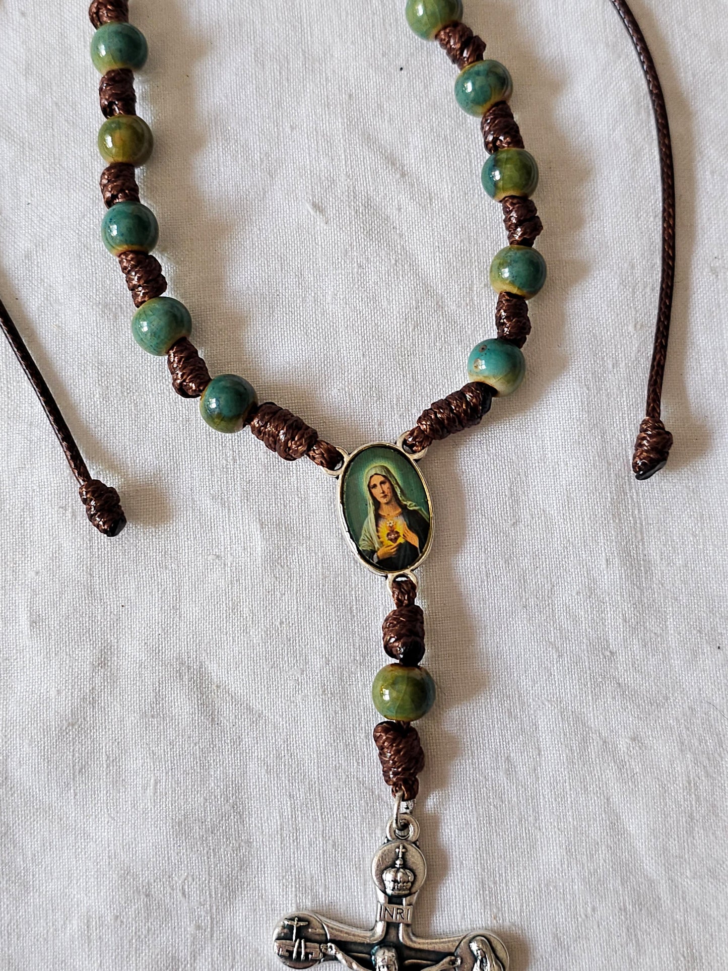 Dezena Sagrado Coração de Maria - Ajustável - em Porcelana