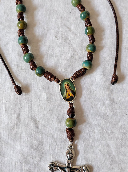 Dezena Sagrado Coração de Maria - Ajustável - em Porcelana